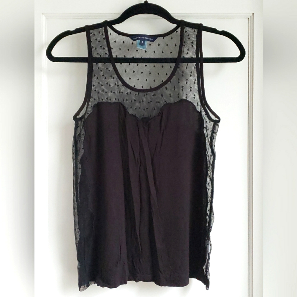 Black Tank Top with Tulle detail, French Connection Top